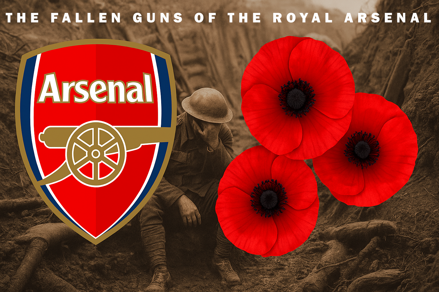 Arsenal supporters remembering The Royal Arsenal players who served in World War I – Emirates Stadium poppy tribute